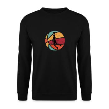 Vintage retro basketball 70s sport - Unisex Sweatshirt - black - Front - Alina (178cm) & Michal (187cm)