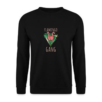 Boisson alcoolisée Flamingo Gang Flamingos Party - Sweat-shirt Unisexe - noir - Devant - Alina (178cm) & Michal (187cm)