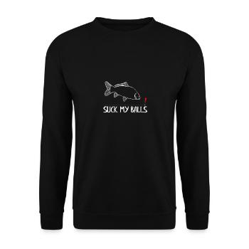 Carp Angler Fisherman Fish Suck My Balls Carp - Unisex Sweatshirt - black - Front - Alina (178cm) & Michal (187cm)