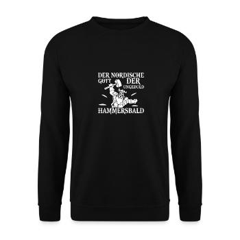 Hammersbald Nordische Mythologie Geduld Ungeduld - Unisex Pullover - Schwarz - Vorne - Alina (178cm) & Michal (187cm)