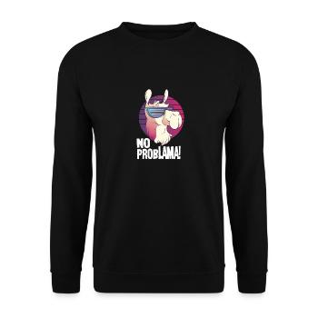 No Problama - Alpaca Llama funny gift motif - Unisex Sweatshirt - black - Front - Alina (178cm) & Michal (187cm)
