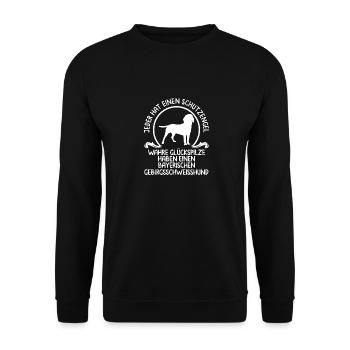 Bayerischer Gebirgsschweißhund Schutzengel Jagdhun - Unisex Pullover - Schwarz - Vorne - Alina (178cm) & Michal (187cm)