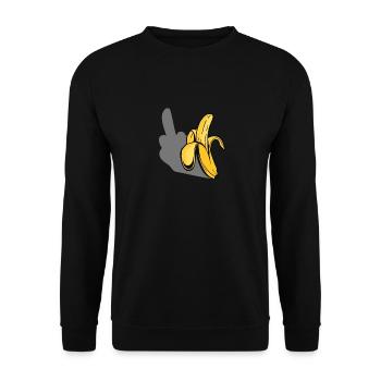 Mittelfinger Banane Popart Geschenkidee lustig - Unisex Pullover - Schwarz - Vorne - Alina (178cm) & Michal (187cm)