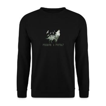 Preserve & Protect Environmental Protection Climate Protection Wolf - Unisex Sweatshirt - black - Front - Alina (178cm) & Michal (187cm)