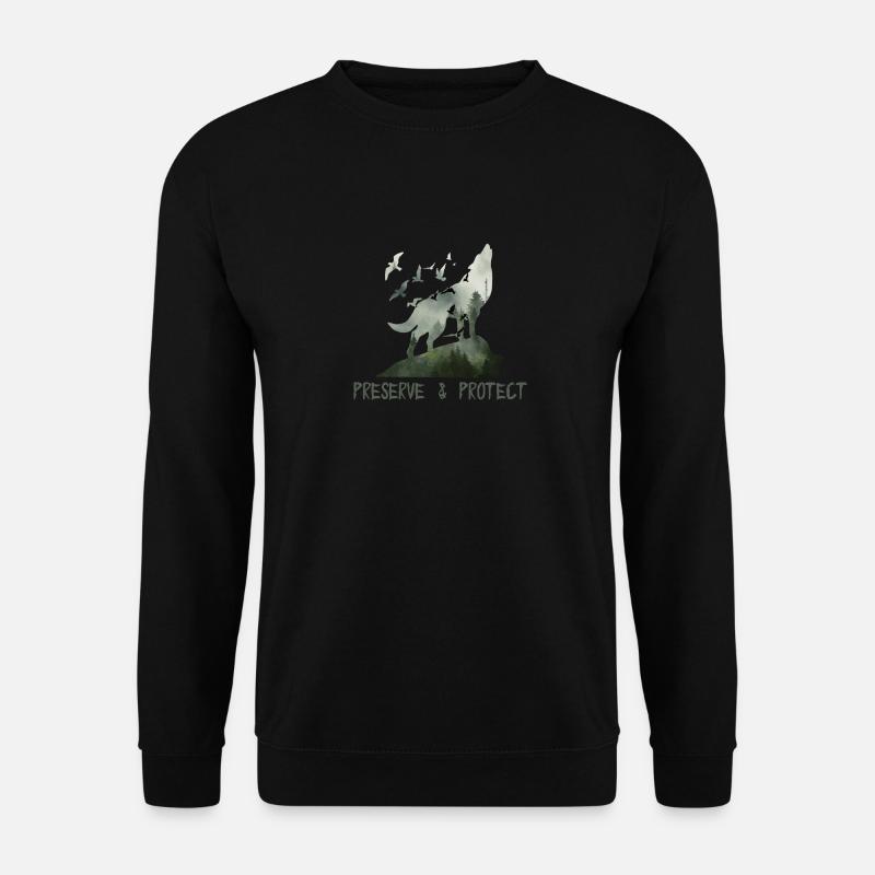 Preserve & Protect Umweltschutz Klimaschutz Wolf - Unisex Pullover - Schwarz