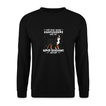 keine Hundehaare Berner Sennenhund Glitzer Spruch - Unisex Pullover - Schwarz - Vorne - Alina (178cm) & Michal (187cm)