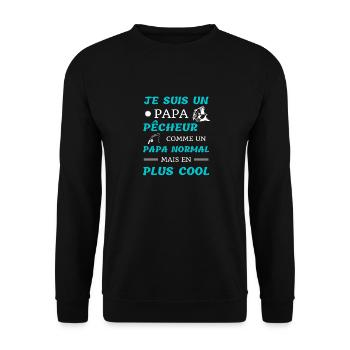 t shirt papa pecheur cool cadeau humour peche - Sweat-shirt Unisexe - noir - Devant - Alina (178cm) & Michal (187cm)