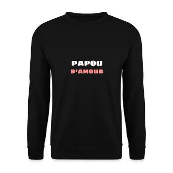 t shirt papou d'amour cadeau fete des peres papa - Sweat-shirt Unisexe - noir - Devant - Alina (178cm) & Michal (187cm)