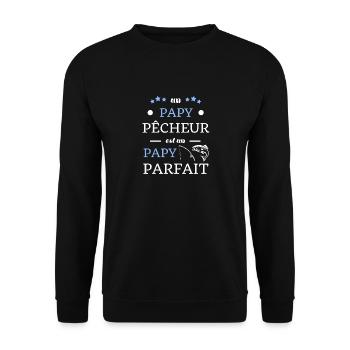 t shirt papy pecheur parfait cadeau humour peche - Sweat-shirt Unisexe - noir - Devant - Alina (178cm) & Michal (187cm)