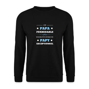 t shirt papa formidable papy exceptionnel humour - Sweat-shirt Unisexe - noir - Devant - Alina (178cm) & Michal (187cm)