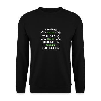 t shirt humour golf meilleur golfeur homme golf - Sweat-shirt Unisexe - noir - Devant - Alina (178cm) & Michal (187cm)