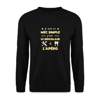 t shirt mec simple bricolage apero humour brico - Sweat-shirt Unisexe - noir - Devant - Alina (178cm) & Michal (187cm)