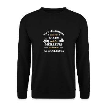 t shirt humour agricole meilleur agriculteur homme - Sweat-shirt Unisexe - noir - Devant - Alina (178cm) & Michal (187cm)