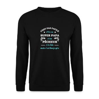 t shirt super papa pecheur humour peche homme - Sweat-shirt Unisexe - noir - Devant - Alina (178cm) & Michal (187cm)