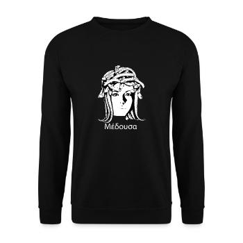 Medusa Antike Kunst Medusas Kopf mit Schlangenhaar - Unisex Pullover - Schwarz - Vorne - Alina (178cm) & Michal (187cm)