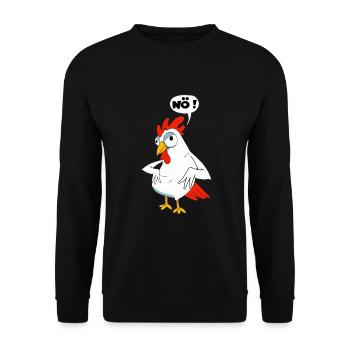 Huhn Nein Lustig Cartoon Motzig Vegan Vegetatrier - Unisex Pullover - Schwarz - Vorne - Alina (178cm) & Michal (187cm)