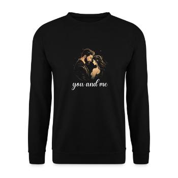 you and me in LOVE - Unisex Pullover - Schwarz - Vorne - Alina (178cm) & Michal (187cm)