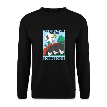 Les oiseaux travaillent pour la bourgeoisie - Sweat-shirt Unisexe - noir - Devant - Alina (178cm) & Michal (187cm)