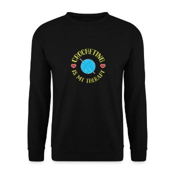 Crocheting is my therapy - Unisex Sweatshirt - black - Front - Alina (178cm) & Michal (187cm)