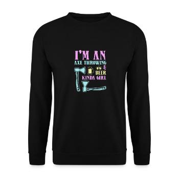 Axe throw axe throwing - Unisex Sweatshirt - black - Front - Alina (178cm) & Michal (187cm)