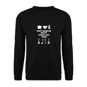 Cafeteria Mitarbeiterin Lunch Lady Kantine - Unisex Pullover - Schwarz - Vorne - Alina (178cm) & Michal (187cm)