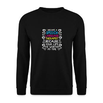 Logopäde Sprachtherapie Sprachtherapeut - Unisex Pullover - Schwarz - Vorne - Alina (178cm) & Michal (187cm)