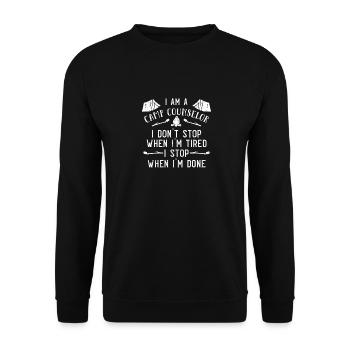Zeltlager Leiter Sommercamp - Unisex Pullover - Schwarz - Vorne - Alina (178cm) & Michal (187cm)