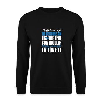 Fluglotse Flughafen Tower - Unisex Pullover - Schwarz - Vorne - Alina (178cm) & Michal (187cm)