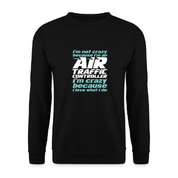 Fluglotse Flughafen Tower - Unisex Pullover - Schwarz - Vorne - Alina (178cm) & Michal (187cm)