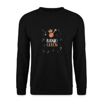 Banjo spielen Banjospieler Musik Instrument - Unisex Pullover - Schwarz - Vorne - Alina (178cm) & Michal (187cm)