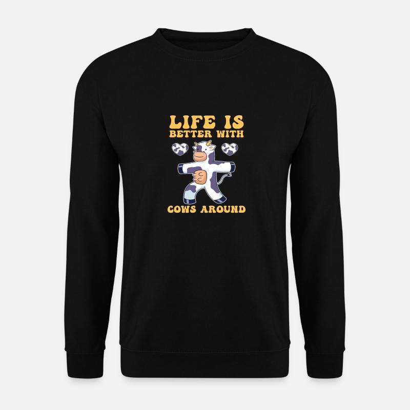 Kuh Bauer Bauernhof - Unisex Pullover - Schwarz