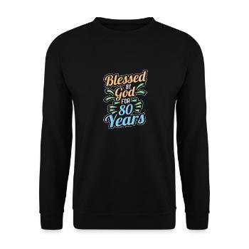 80. Geburtstag 80 Jahre Alt - Unisex Pullover - Schwarz - Vorne - Alina (178cm) & Michal (187cm)