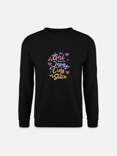 Cross Stitch Kreuzstich Sticken - Unisex Pullover - Schwarz
