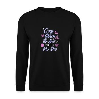 Cross Stitch Cross Stitch Embroidery - Unisex Sweatshirt - black - Front - Alina (178cm) & Michal (187cm)