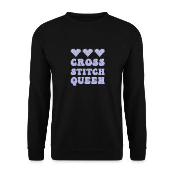 Cross Stitch Cross Stitch Embroidery - Unisex Sweatshirt - black - Front - Alina (178cm) & Michal (187cm)