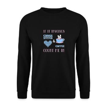 Cross Stitch Cross Stitch Embroidery - Unisex Sweatshirt - black - Front - Alina (178cm) & Michal (187cm)