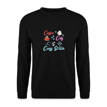 Cross Stitch Cross Stitch Embroidery - Unisex Sweatshirt - black - Front - Alina (178cm) & Michal (187cm)