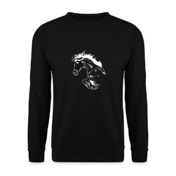 Pferd reiten Reiter Reitsport - Unisex Pullover - Schwarz - Vorne - Alina (178cm) & Michal (187cm)