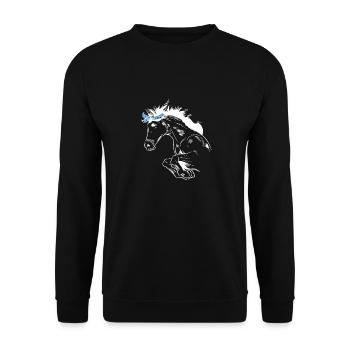 Pferd reiten Reiter Reitsport - Unisex Pullover - Schwarz - Vorne - Alina (178cm) & Michal (187cm)