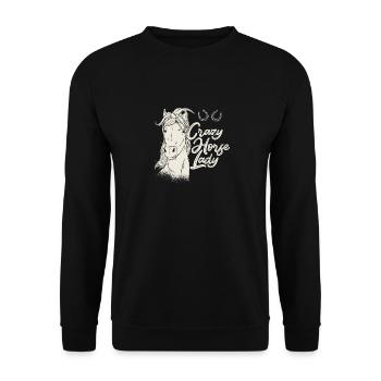 Pferd reiten Reiter Reitsport - Unisex Pullover - Schwarz - Vorne - Alina (178cm) & Michal (187cm)