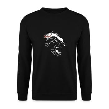 Pferd reiten Reiter Reitsport - Unisex Pullover - Schwarz - Vorne - Alina (178cm) & Michal (187cm)