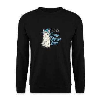 Pferd reiten Reiter Reitsport - Unisex Pullover - Schwarz - Vorne - Alina (178cm) & Michal (187cm)