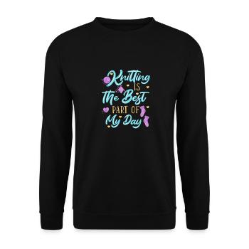Knitting knitting needle wool funny - Unisex Sweatshirt - black - Front - Alina (178cm) & Michal (187cm)