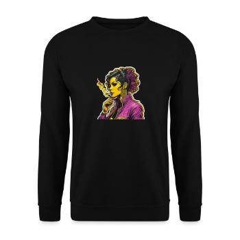 Woman Smoking - Unisex Sweatshirt - black - Front - Alina (178cm) & Michal (187cm)