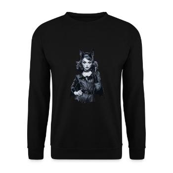 Retro Style Bat-themed Gothic für Gothik Fans - Unisex Pullover - Schwarz - Vorne - Alina (178cm) & Michal (187cm)