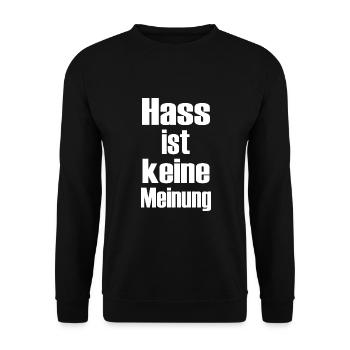 Demonstration Demokratie Hass keine Meinung - Unisex Pullover - Schwarz - Vorne - Alina (178cm) & Michal (187cm)