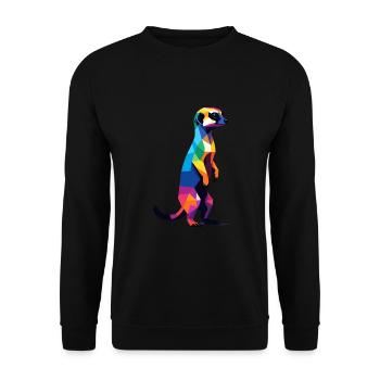 Erdmännchen in großen Pixeln Cool, Savannah Bunt - Unisex Pullover - Schwarz - Vorne - Alina (178cm) & Michal (187cm)