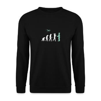 Evolution Drohne T-Shirt I Modellbau I Geschenk - Unisex Pullover - Schwarz - Vorne - Alina (178cm) & Michal (187cm)