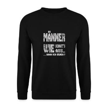 männer wie schauts aus kann ich gehen? - Unisex Pullover - Schwarz - Vorne - Alina (178cm) & Michal (187cm)