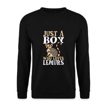 Nur ein Junge, der Lemuren liebt - Unisex Pullover - Schwarz - Vorne - Alina (178cm) & Michal (187cm)